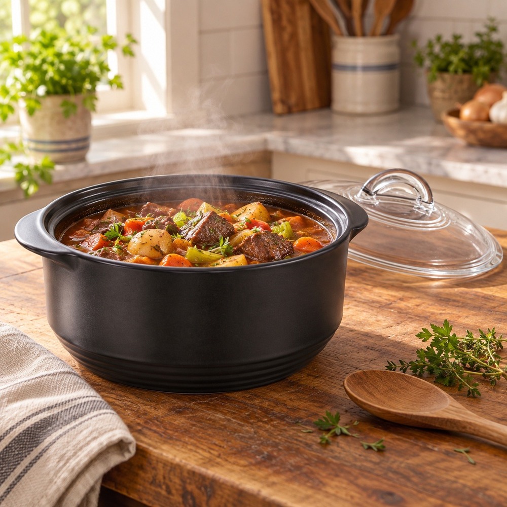 Pampered Chef Rockcrok Dutch Oven Black 4 Qt Ceramic Pot 3140 Retired